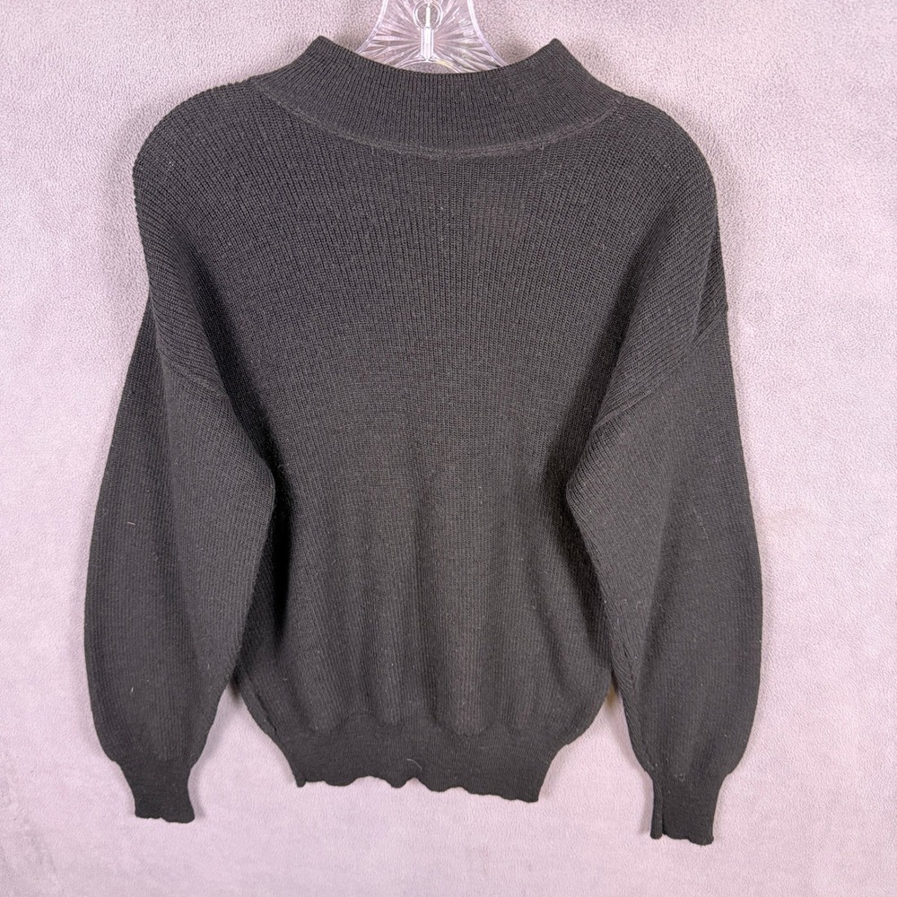 VTG US Military Sweater‎ Mens Large Black Flame Retardant Wool Blend Mock Neck